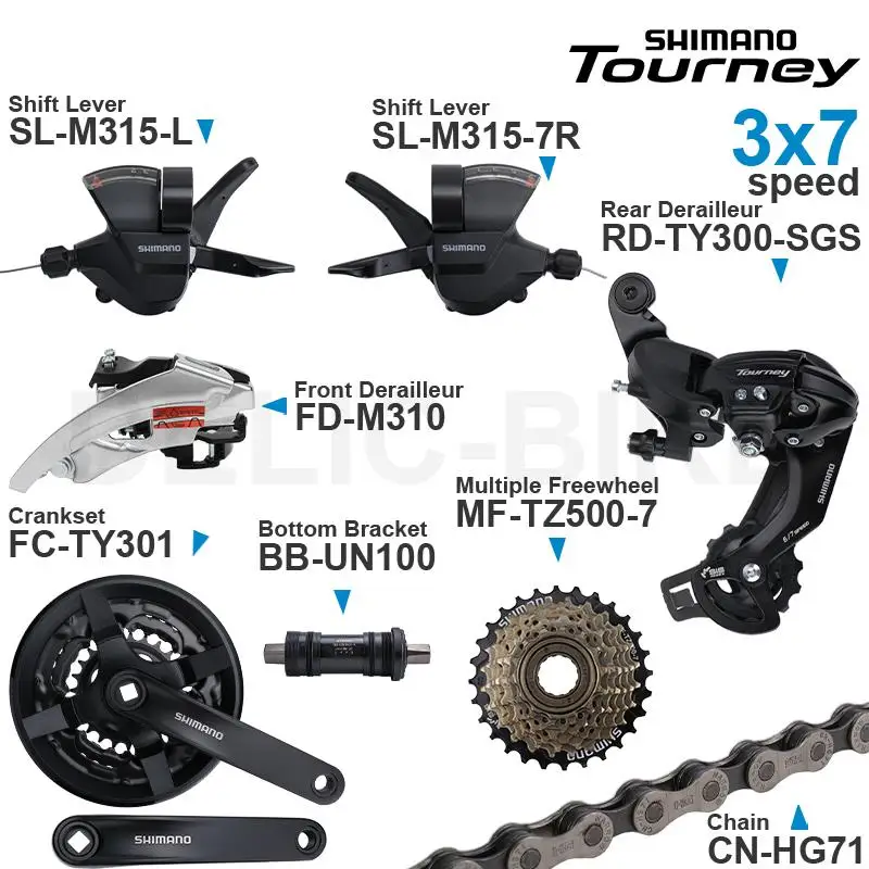 SHIMANO ALTUS Acera 3x7 Speed Groupset include M315 Shifter M310 Front/ TY300 Rear Derailleur Crankset Cassette Sprocket Chain