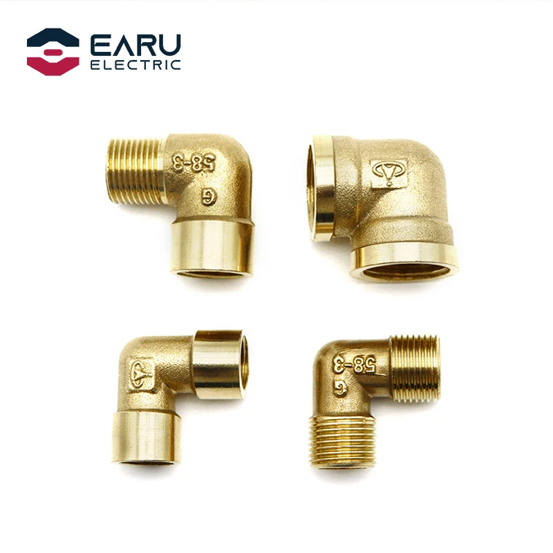 Acoplador de conector de tubería de latón, rosca hembra x macho de 90 grados, 1/8, 1/4, 3/8, 1/2 y 3/4 pulgadas, adaptador de cobre y combustible de
