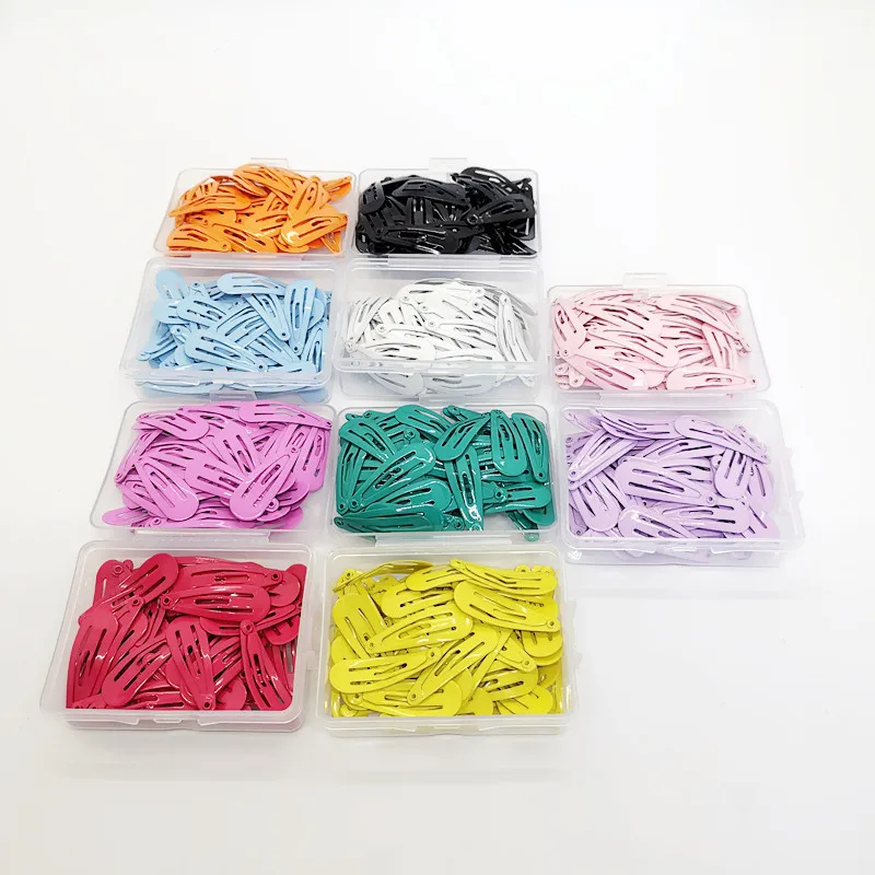 Korean Fashion 50Pcs/Set Solid Candy Color Hair Clip Dripping Hairpin 3cm Barrette Headdress Box Hairclip Girls Hair Accessories