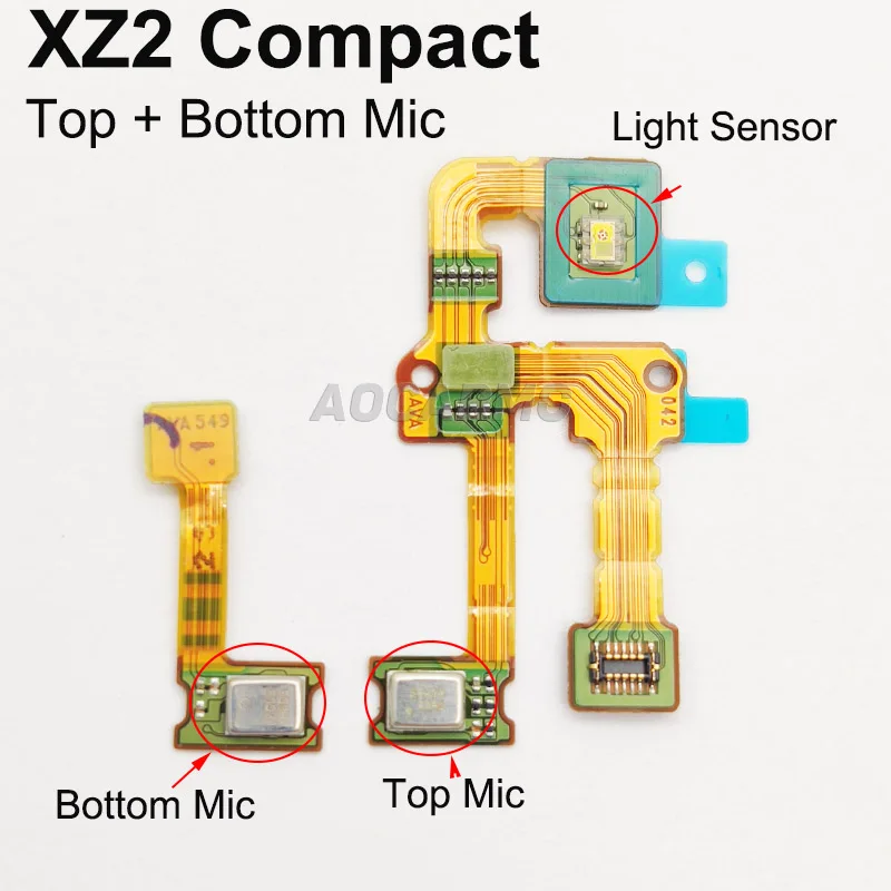 Aocarmo For SONY Xperia XZ2 Compact H8314 H8324 SO-05 Light Proximity Sensor XZ2C Mini Top Bottom Mic Microphone Flex Cable