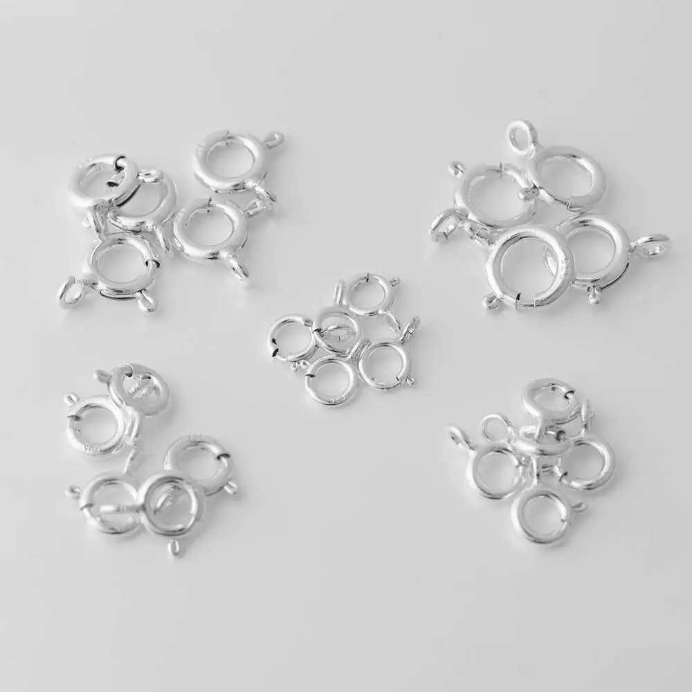 5pcs s925 Sterling Silver Spring Ring Clasp With Open Jump Ring jewelry Clasp For Chain Necklace Bracelet Connectors Wholesale