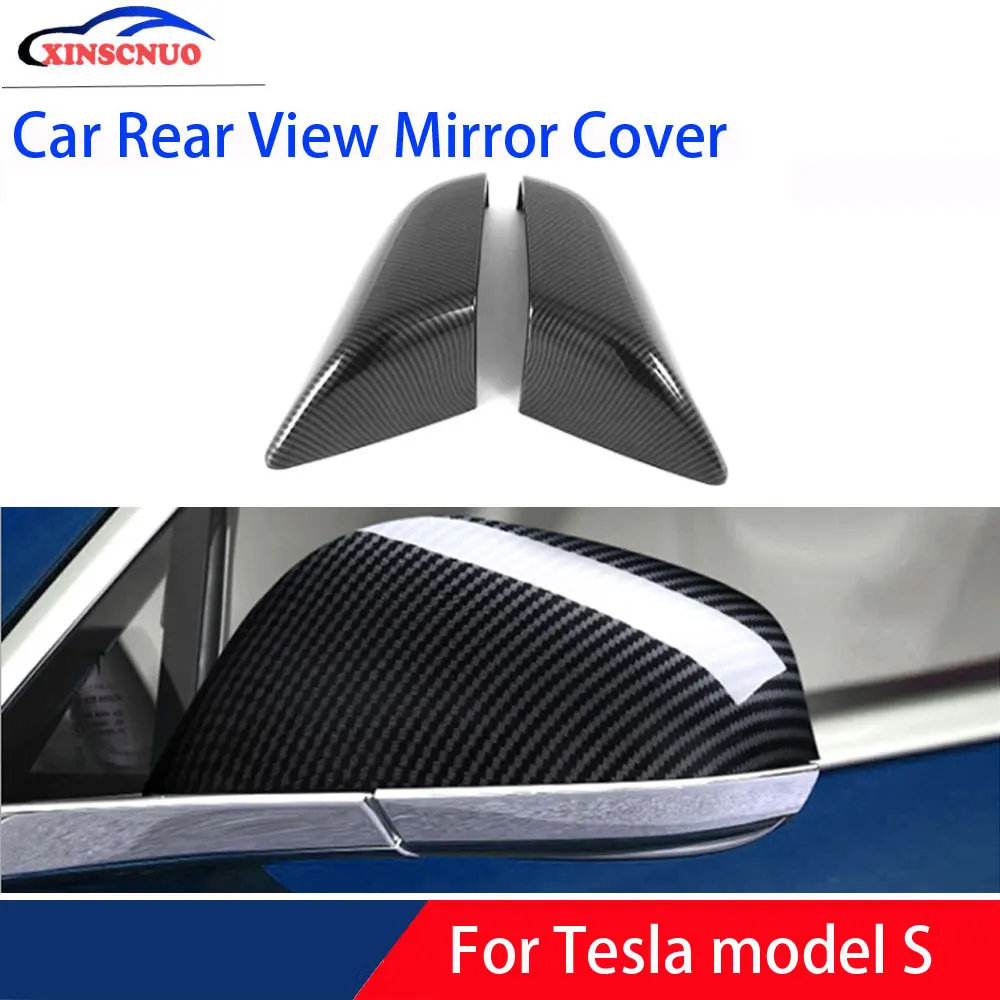 

XINSCNUO Car Rear View Mirror Cover For Tesla model S Carbon Fiber Style Side Mirror Covers Caps 1 Pair