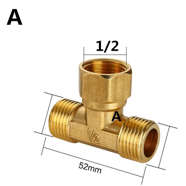 Mosiężna złączka rurowa męski gwint żeński 1/8 "1/4" 3/8 "1/2" BSP typ trójnika mocowania miedziane adapter oleju napędowego