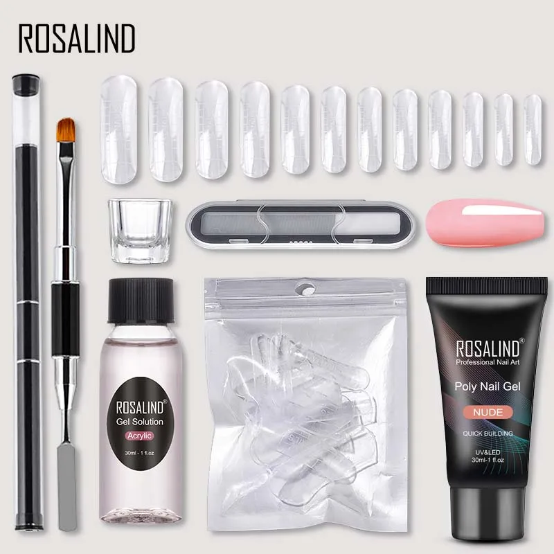 

ROSALIND Poly Nail Gel Kit Of Nail Kit Professional Set Art Design Decorations Poly Extension UV Gel Kit For Poly Nail Gel Kit