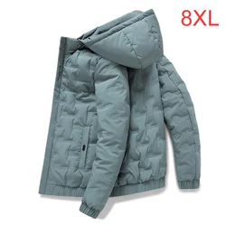 Men's jacket autumn winter new cotton coat gray duck down loose plus size tide padded jacket plus size down jacket 6XL 7XL 8XL