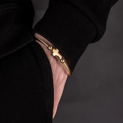 Trendy Jesus Cross Charm Stainless Steel Hemp Rope Buckle Open Bangles Cross Cuff Bracelet For Men Women Unisex Jewelry