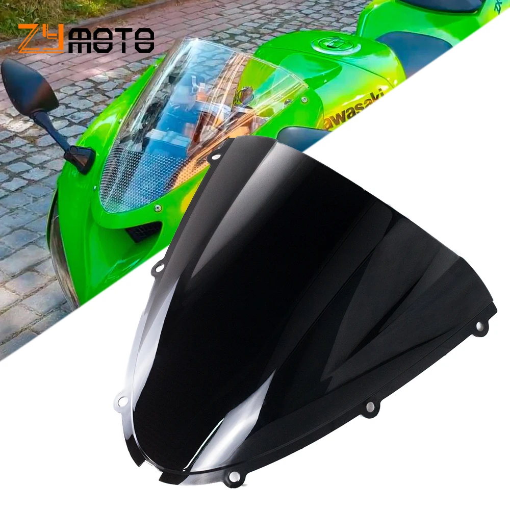 Motocykl podwójna osłona przedniej szyby przedniej szyby dla KAWASAKI Ninja ZX6R 636 2005 2006 2007 2008 ZX10R 2006 2007