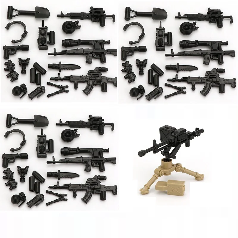 Locking MOC Military Weapon Guns Series Building Blocks Brick Toys For Kids City SWAT Police Guns Pack Army WW2 Accessories