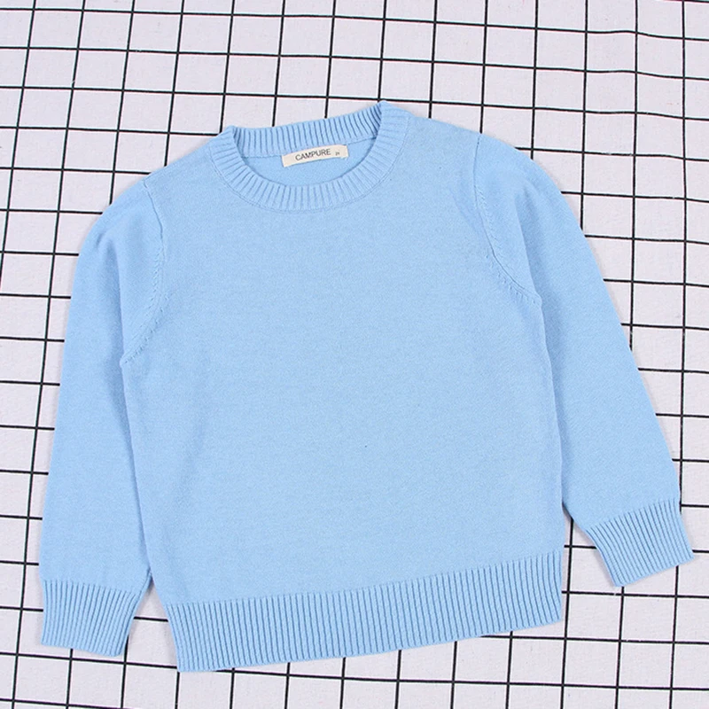 New Spring Kids Pullovers Tops Baby Boys Girls Pure Color Sweaters Autumn Kids Sweaters Knitted Bottoming Boys Sweaters