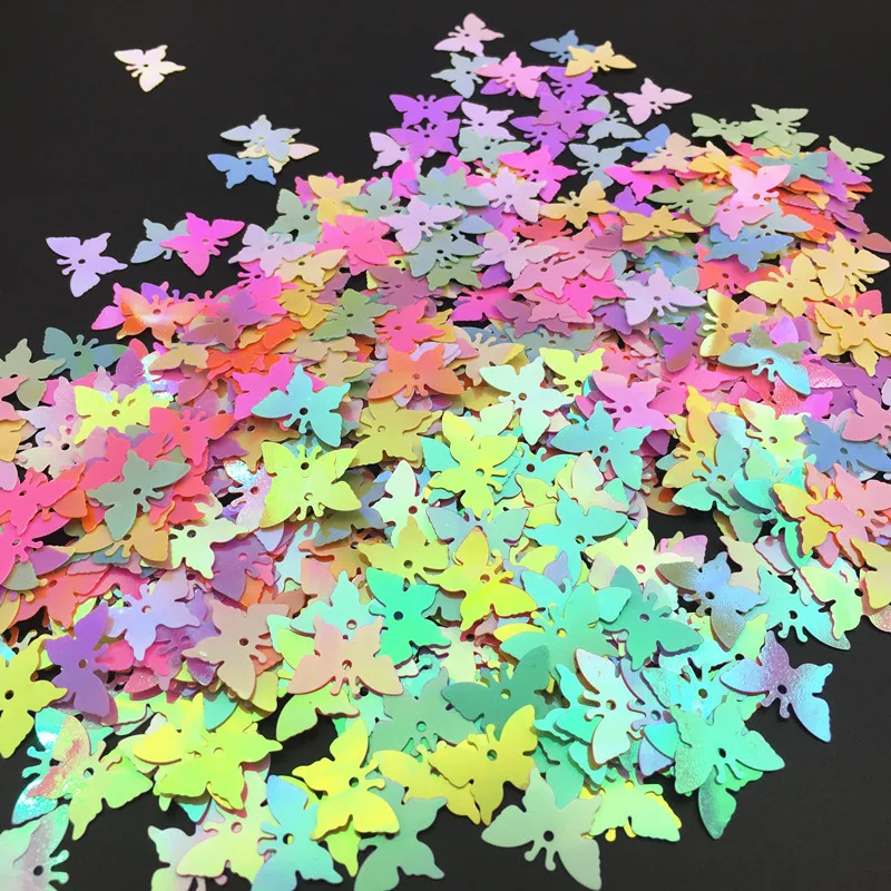 20g 혼합 색상 18mm paillette 나비 센터 구멍 바느질 pvc diy 의류 바느질 재료 느슨한 장식 조각