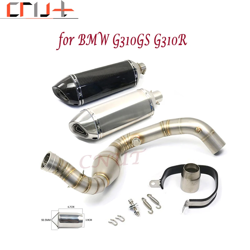 Slip On G310 GS R 51mm Motorcycle Exhaust Headers Carbon Fiber Muffler Link Front Link Pipe For BMW G310GS G310R All Years