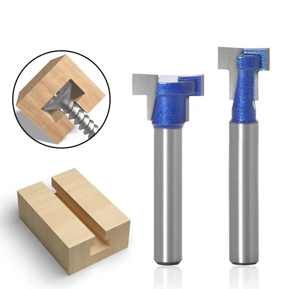 1pc 6mm 1/4inch Shank T-Slot Cutter Router Bit Set Key Hole Bits Hex Bolt T Slotting Milling Cutter for Wood Woodworking Tool