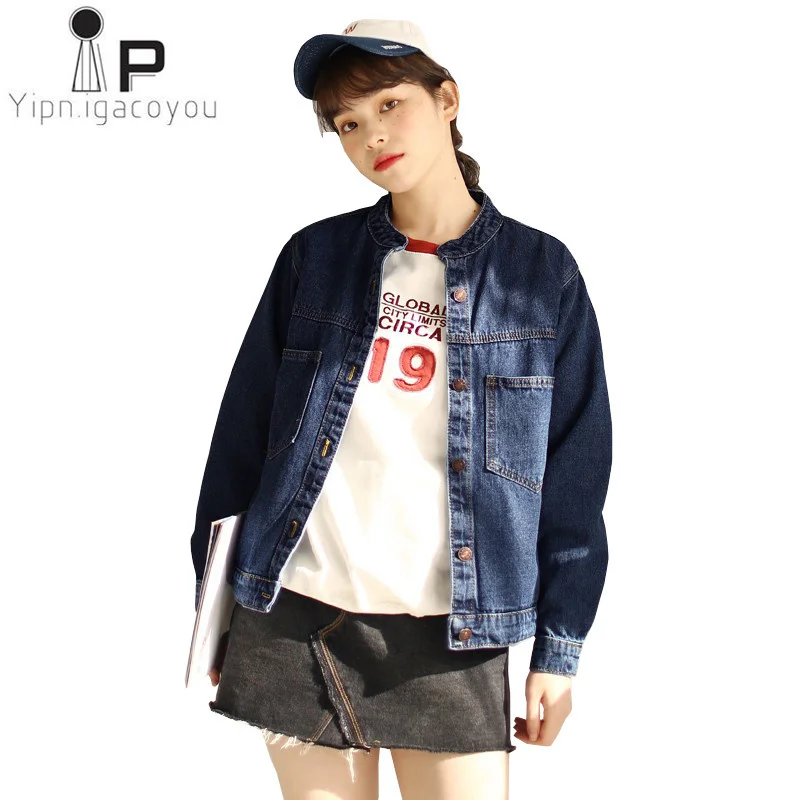 

Autumn Vintage Denim Jacket Women Basic Coat Casual Black Long sleeve Jeans Jacket And Coats Women Outerwear Casual Streetwear