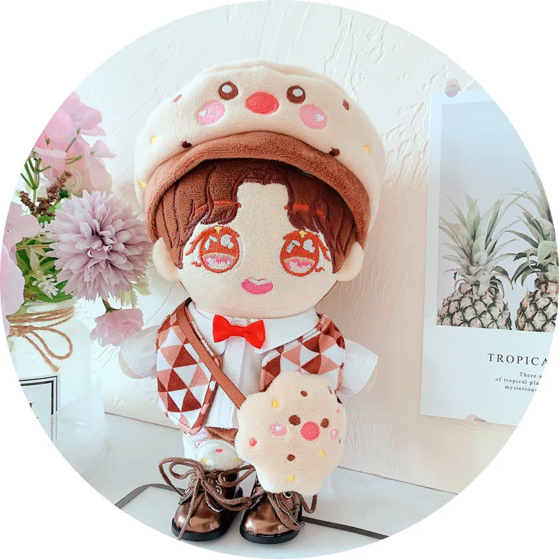 Idol Plush Doll Clothes Suit Puppet Cookie Clothes Pants Suit For 20cm EXO Wangyibo Baby Clothes Idol Plush Doll Backpack Dress