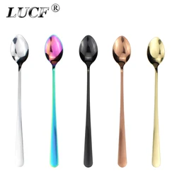 LUCF Fashion Stirring Spoon Ice Cream Stainless Steel Long Handle Scoop Metal Dessert Coffee Spoons Drinks Cocktail For Kitchen