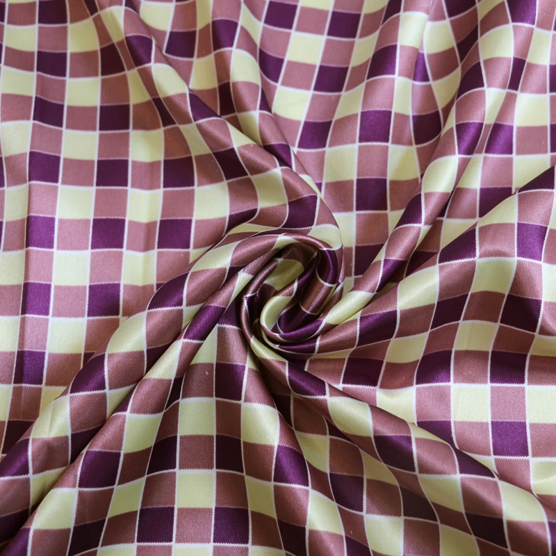 1 meter X 1.48 meter Plaid Satin Fabric Lining Dolls Diy Handmade Scarf Material Checks