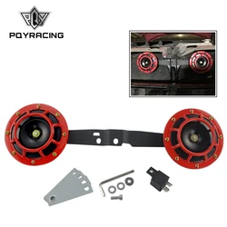 PQY - Horns Bracket & 2pcs 12v 115DB Super Loud Compact Electric Air Horn For 2008-2014 Subaru Impreza WRX / STi