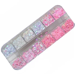 Paillettes olografico Holo Love Star rosa bianco Nail Body Art Glitter Box paillettes unghie Paillette fiocchi decorazione strumenti per Manicure