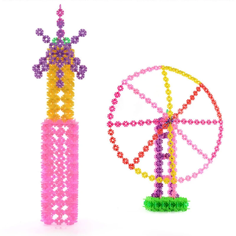 300-1000pcs Plastic Snowflake Interconnecting Blocks Building & Construction Toys Children 3D Puzzle Kindergarten Baby Game Toy