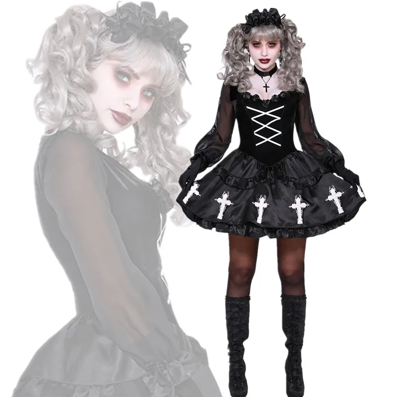 Halloween Women Cosplay Scary Clown Stage Costume Gothic Lolita Ghost Doll Costumes Stage Performance Disguise Sexy Vintage 2022