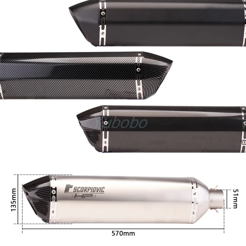 Modified Universal Slip-on Motorcycle Exhaust Tmax 500 530 560 AK550 GSX1300R X-ADV750 Carbon Escape Moto Pipe Manifold Muffler
