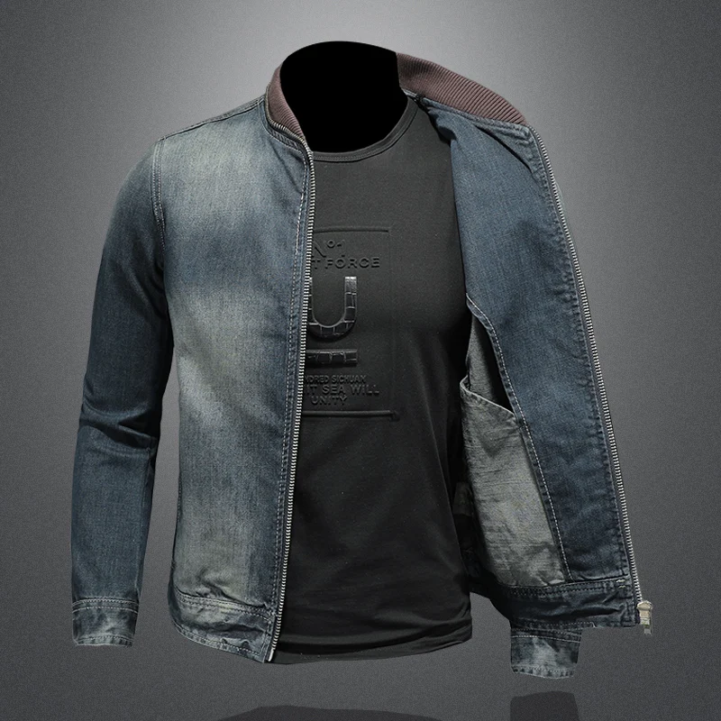 Spring Autumn Men Denim Jackets Mens Casual Tide Brand Classic Cotton Coat Outwear Male Trend Solid Color Jeans Jackets