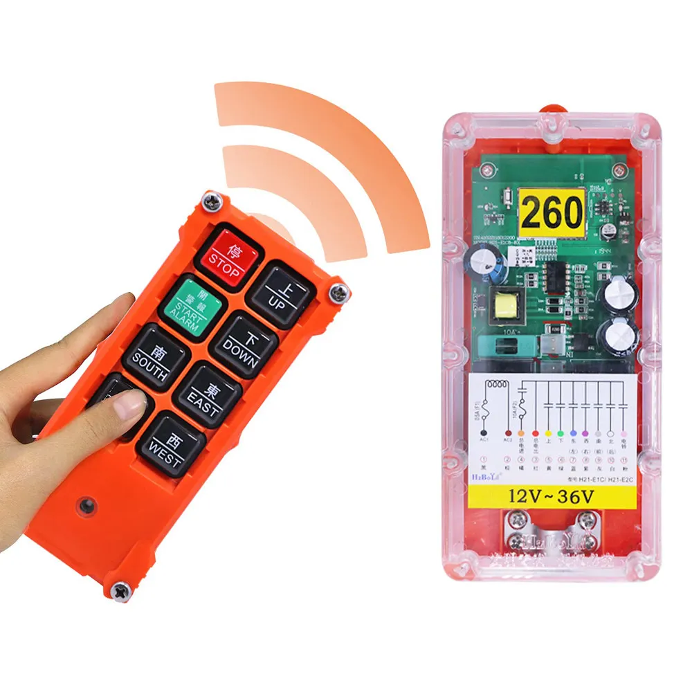 

Crane Wireless Remote Control 8 Buttons Industrial Channel Hoist Remote Controller H21-E1C with 1 Transmitter & 1 Receiver