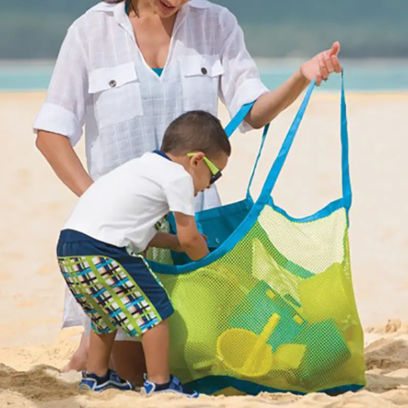 Bolsa de red de almacenamiento de juguetes de baño para niños, malla de playa, plegable, fuera de arena, regalo de verano al aire libre, nuevo