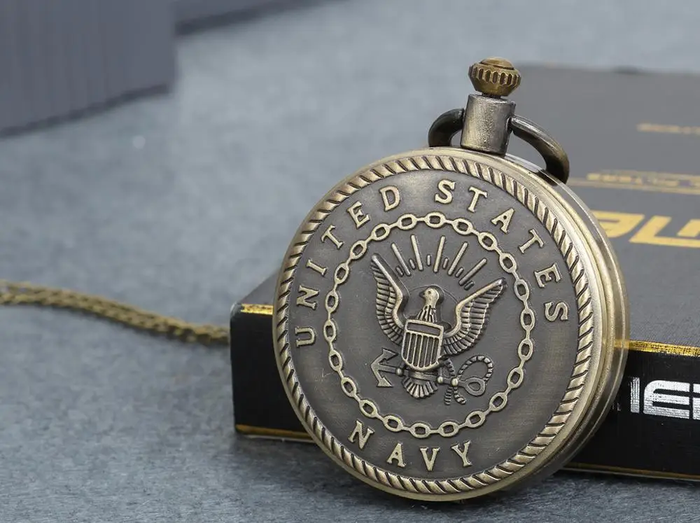 LANCARDO-Reloj de bolsillo de la Marina de los Estados Unidos para hombre y mujer, cronógrafo de estilo Retro, militar, Unisex