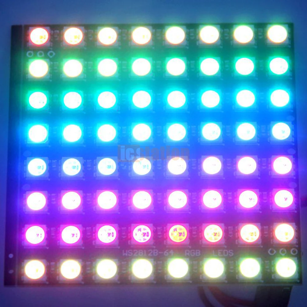 8*8 64 LEDs 5050 RGB WS2812 WS2812B Full Color Flexible Pixel Panel Driver Board