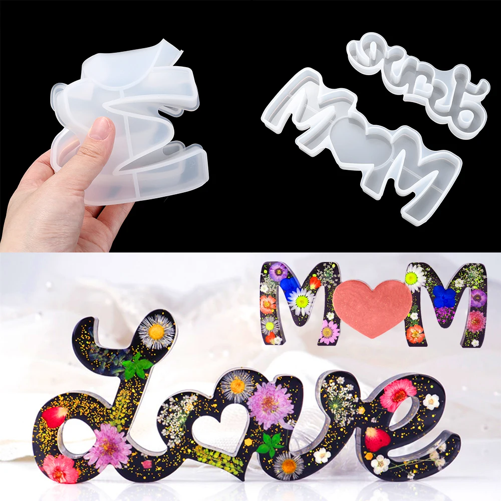 1 PC Heart Shape HOME LOVE Silicone Mould Letters Crystal Resin Mold DIY Crafts Casting MoldsHome Decoration Jewelry Making Tool view 4