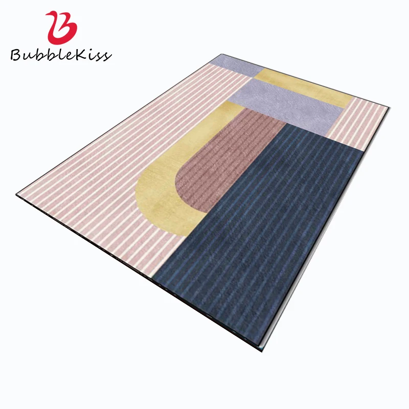 Bubble Kiss Modern Pink Blue Carpets for Living Room Gold Mosaic Geometric Pattern Carpet Home Customized Bedroom Rug Soft Mats