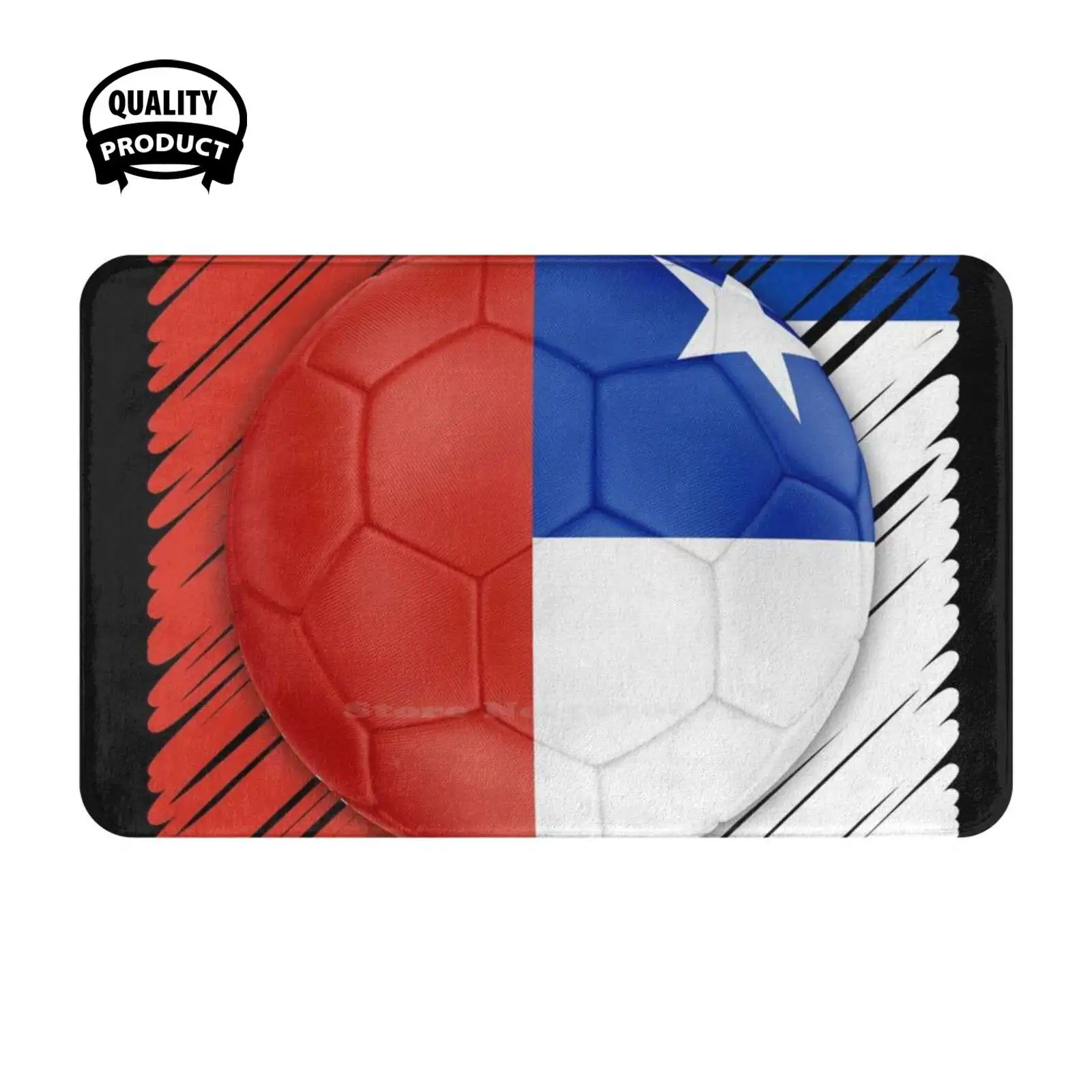 Chile Football Country Flag Soft Cushion Home Carpet Door Mat Car Rug Chilean National Flag Competition Sports Futbol Player