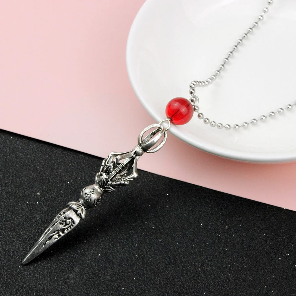 New Fashion Women Necklace Anime Genshin Impact Xiao Cosplay Necklaces Men Punk Buddhism Vajra Dagger Amulet Unisex Choker Gift