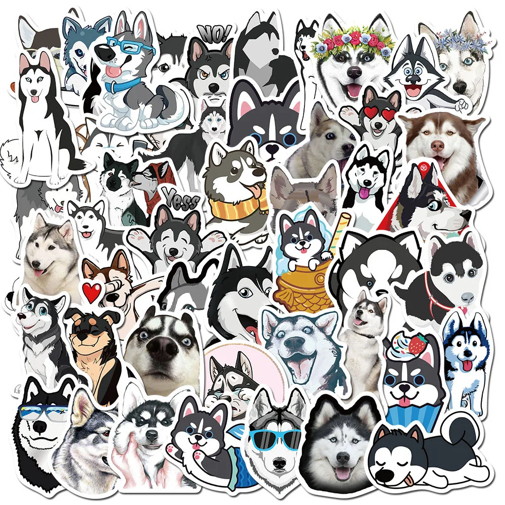 50 Pcs Cute Pet Husky Dog Stickers Luggage Notebook Computer Cup Laptop Waterproof Motorcycle Skateboard DIY Adesivi Stickers