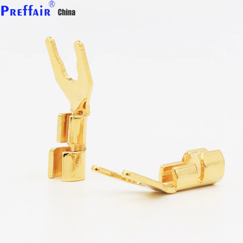 Cmc y spade監査ファンスピーカーコネクタ、純銅、24k金メッキ、プラグジャック