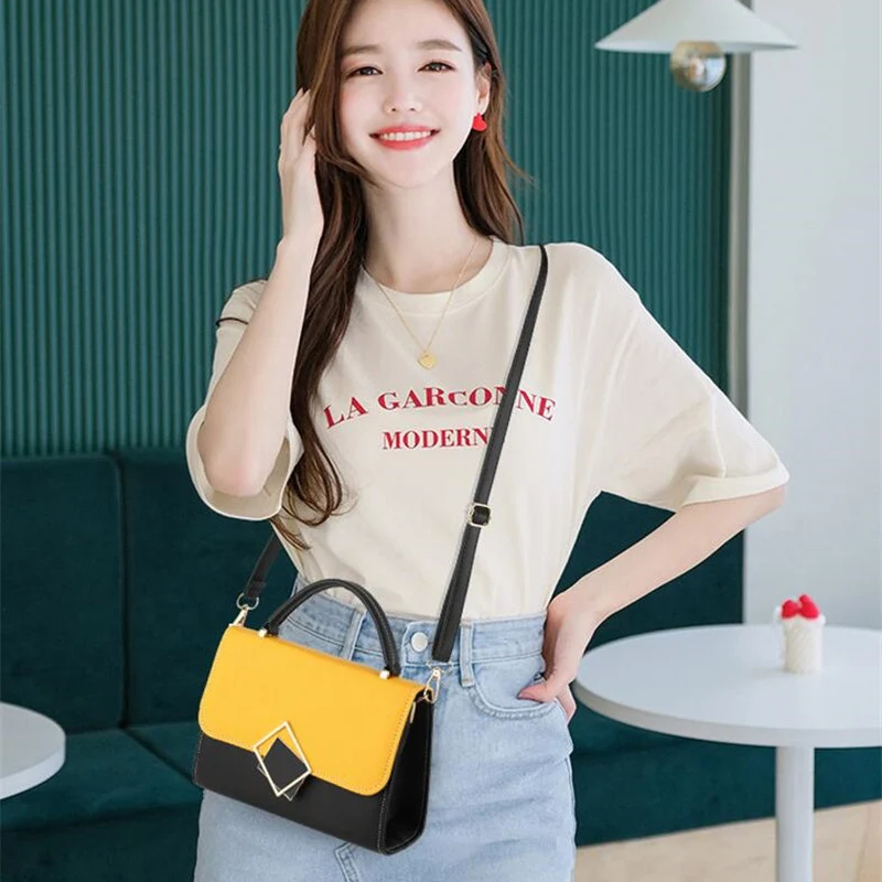 Simple Style Crossbody Shoulder Bags for Women PU Leather Flap Handbag Purse Fashion Messenger Bag Small Pack