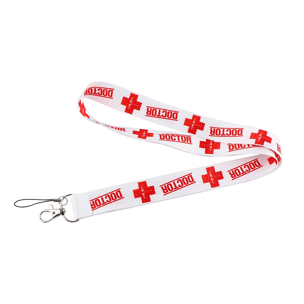 Doctor Accessories Red Cross Lanyards ID Badge Holder Bus Pass Case Cover Slip Bank Credit Card Holder Strap Cardholder