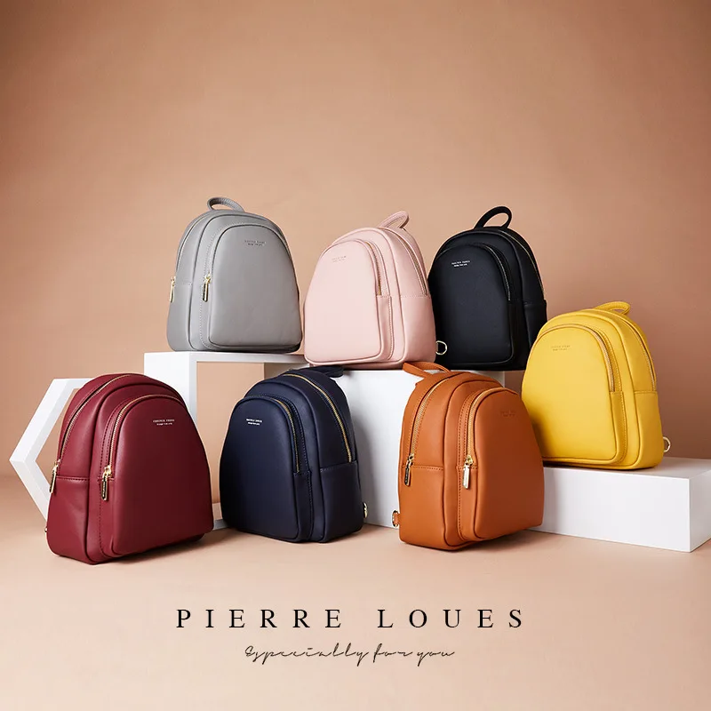 Small Women\'s Fashion PU Leather Backpack Female Preppy Shoulder Bag Solid Ladies Rucksack Travel Bag Student School Backpacks
