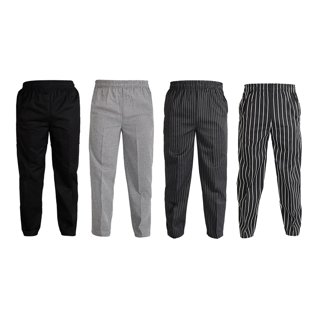 Hot Sale Cook Trousers Kitchen Catering Polyester Baggy Chef Pants Workwear Uniform 4 Patterns 5 Sizes Optional