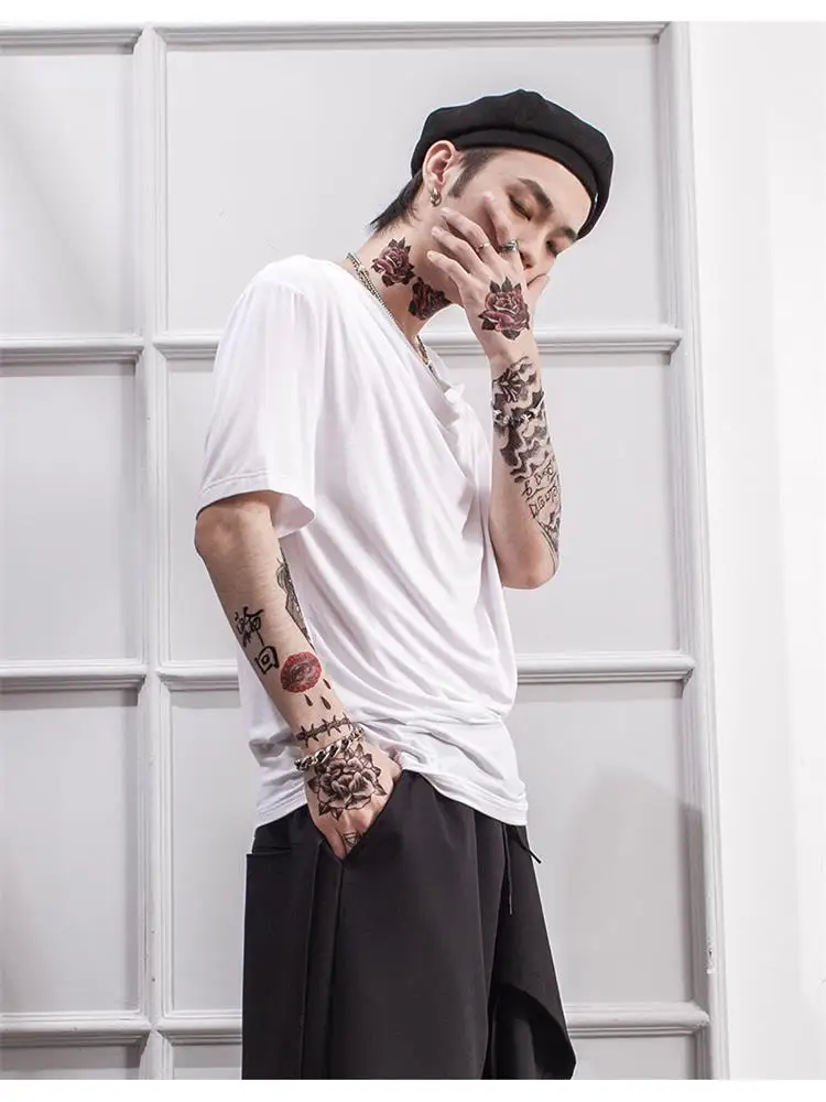 Korean version of the men's new handsome fashion trend bottom short sleeve T shirt city youth large size short sleeve