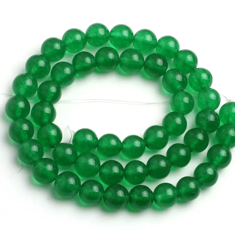 Green Jades Round Beads For Jewelry Making Strand 15
