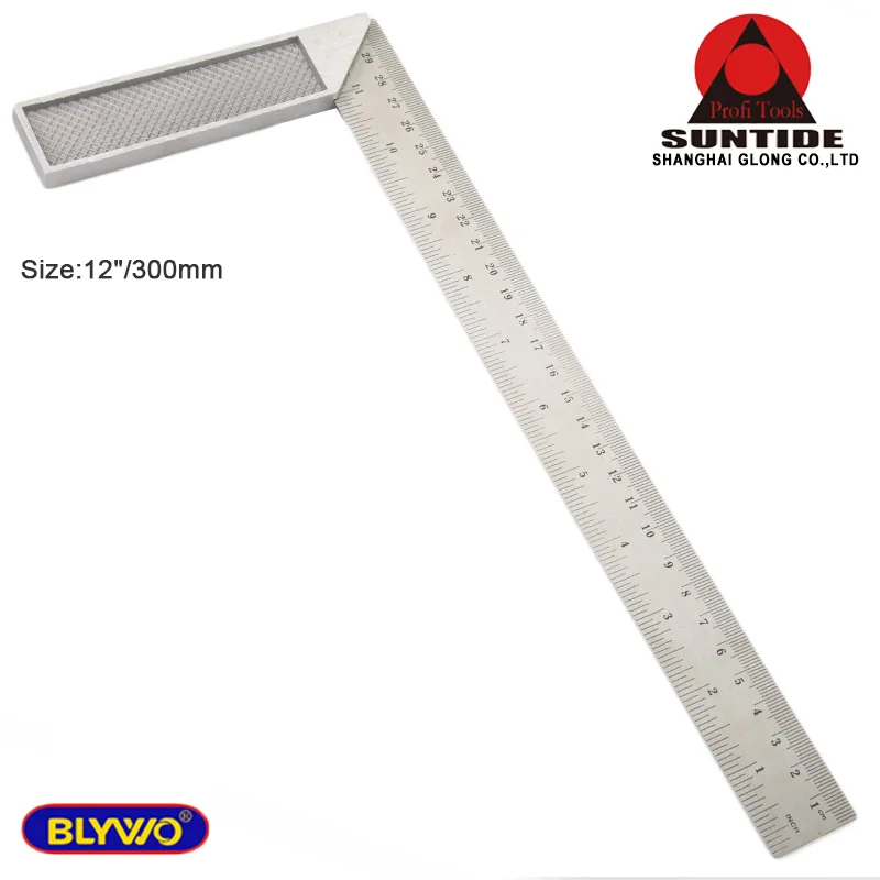 12inch Stainless Steel Right Measuring Ruler Tool 90 degree metric and inch Angle Square Ruler