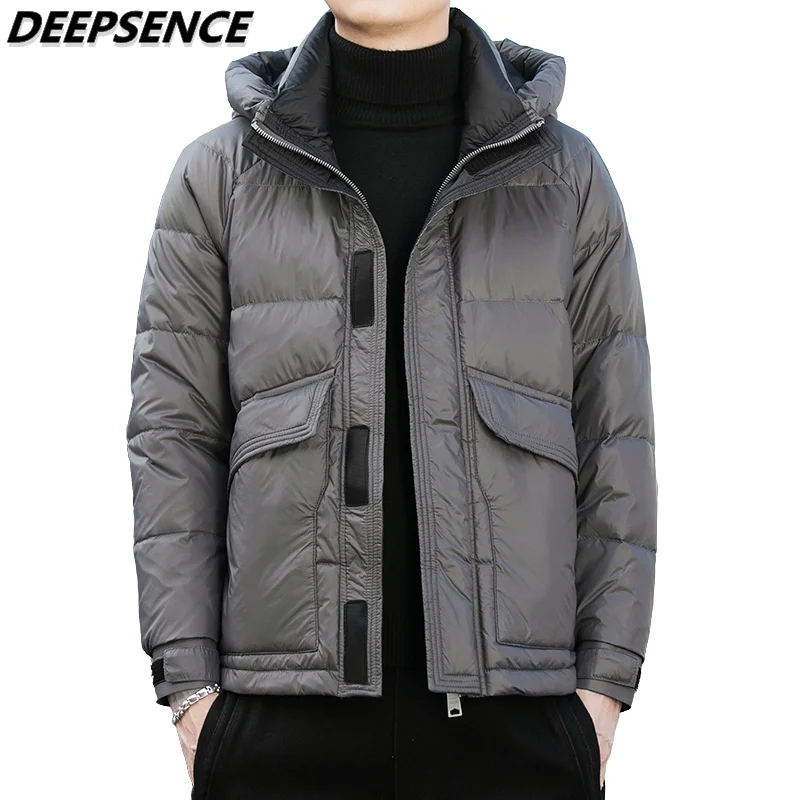 

Men Winter Down Jacket Coats 2021 New Thick Warm White Duck Down Fashion Loose Hooded Jakcets Streetwear Parkas Men Clothing