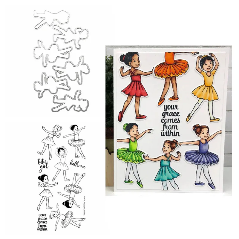 Ballerina Girls Friends Stamps And Dies Set Clear Stamp and Cutting Dies for DIY Scrapbooking Paper Cards Craft 2020 New