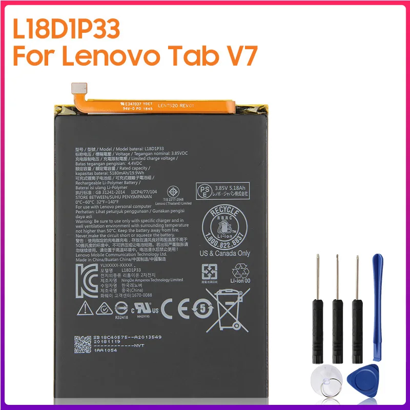 

Original Battery L18D1P33 For Lenovo Tab V7 Authentic Tablet Battery 5180mAh