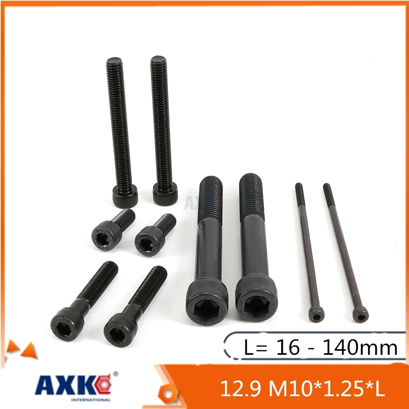 1-5pcs DIN912 Grade 12.9 Allen Socket Fine Tooth Teeth Hexagon Screw Young Tooth Bolt M10*1.25 L=16mm - 140mm Fine Teeth