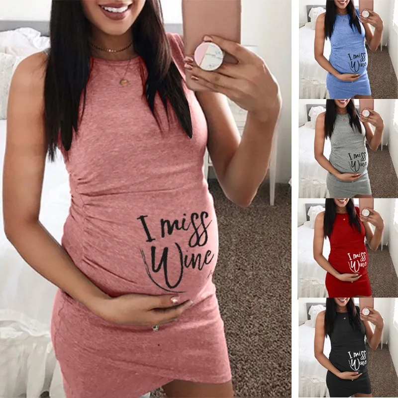 Maternity Women Dress Pregnancy Dresses Mama Clothes Flattering Side Ruching Scoop Neck Pregnant Womens Clothing hamile elbise