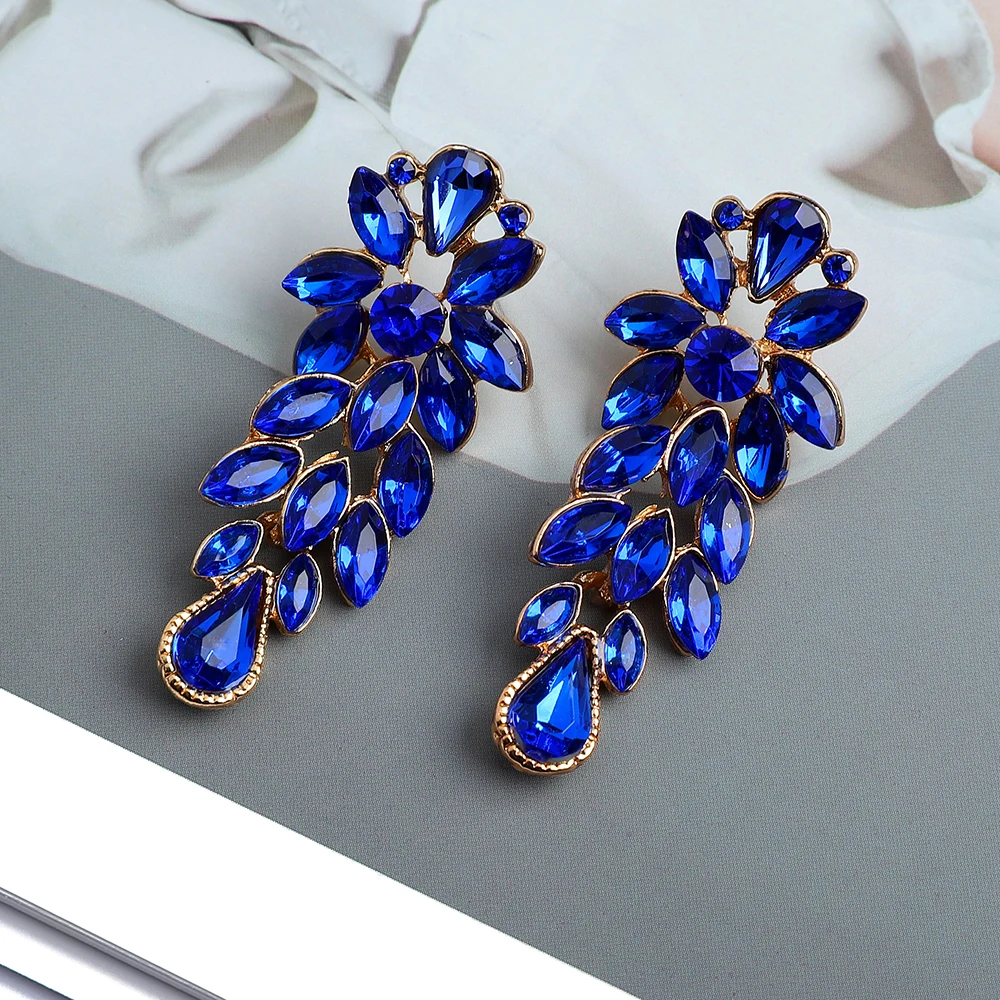 Fashion Metal Alloy Hollow Dangle Earrings For Women 2022 Trend Vintage Emo Leaves Crystal Boho Pendientes Luxury Party Jewelry