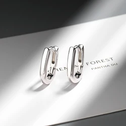 New 925 Sterling Silver Earrings, Simple And Bright U-Shaped Silver Plated With 18g Gold, Luxurious Jewelry Gift For Girls